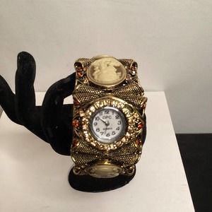 OPC Large Victorian Rev carved cameo watch cuff women’s watch